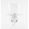 Flower design clear wine glass set